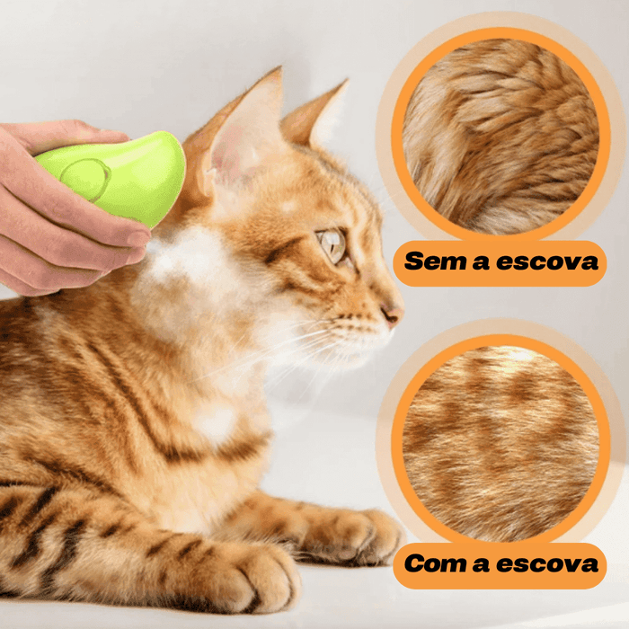 Escova de Pelos a Vapor l 3 em 1 Para Gatos - Super Web Variedades